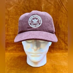Adidas Originals Brown Corduroy Hat Round Logo Flex Fit Adjustable